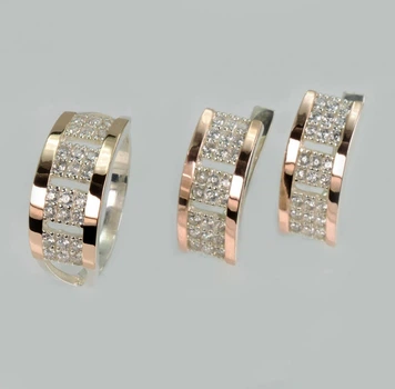 Серебряный комплект с золотыми пластинами Silver Style 217