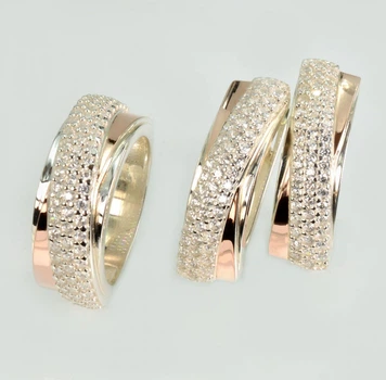 Серебряный комплект с золотыми пластинами Silver Style 157