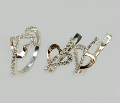 Серебряный комплект с золотыми пластинами Silver Style 189