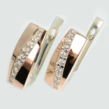 Серебряные серьги с фианитами Silver Style 300c