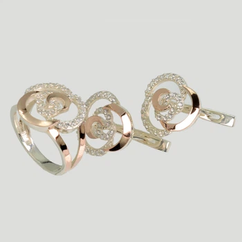 Серебряный комплект с золотыми пластинами Silver Style 168