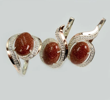 Серебряный комплект с золотыми пластинами Silver Style 148