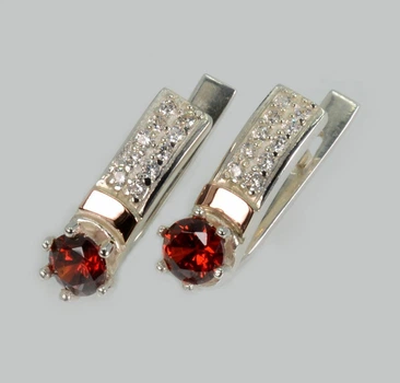 Серебряные серьги со вставками из золота Silver Style 035с