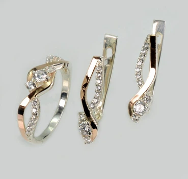 Серебряный комплект с золотыми пластинами Silver Style 205