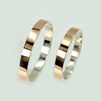 Пара кольца из серебра 925 с пластинами золота 375 пробы Silver Style Обр1Обр1