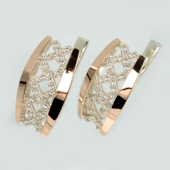 Серьги серебро с золотом Silver Style 087с