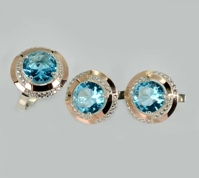 Серебряный комплект с золотыми пластинами Silver Style 211