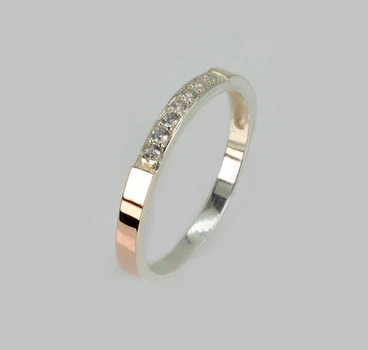 Срібне кільце з золотими накладками Silver Style 052к
