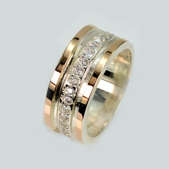 Обручальное кольцо из серебра с золотом Silver Style Обр12