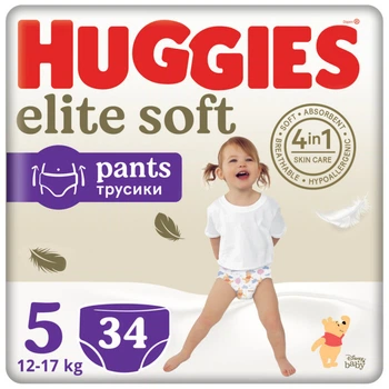 Подгузники Huggies Elite Soft 5 (12-17кг) Mega 34 шт (5029053549354) (340487)