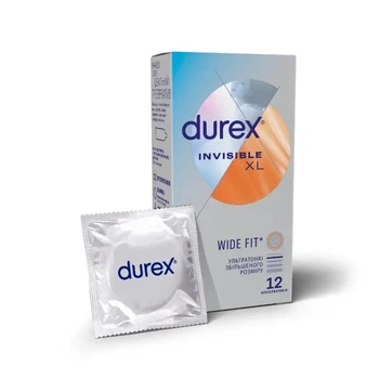 Презервативы увеличенного размера из натурального каучукового латекса DUREX Invisible XL 12 штук