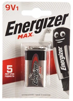 Лужна (алкалінова) батарейка Крона Energizer 6LR61 MAX 9В 6LF229V 9V1