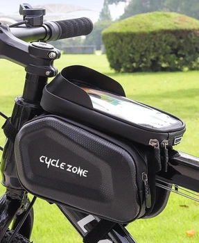 Велосипедна нарамна сумка для смартфона з двома кишенями CYCLE ZONE водонепроникна чорна