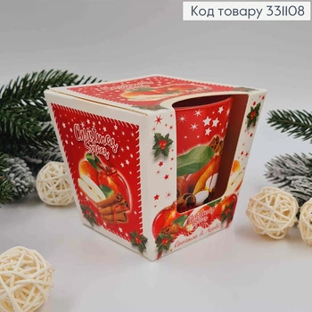 Рождественская аромасвеча в стакане Christmas Spices с ароматом яблок с корицей 115г/30час горнения