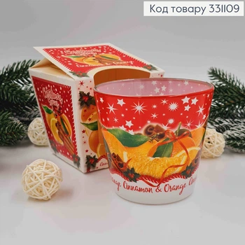 Аромасвеча в стакане Christmas Spices с ароматом апельсина с корицей 115г/30час горнения, свечка польская