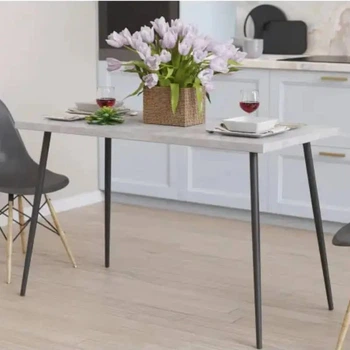 Стол кухонный Марсель 30 Ferrum-decor 75x120x70 Черный металл ДСП Бетон 32 мм (FRD-106687)
