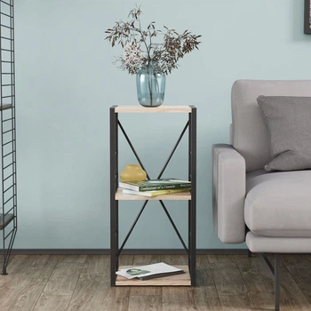Этажерка 3/34 Ferrum-decor Серии Конект 73x34x28 черный ДСП Дуб Сан-Марино 16мм (FRD-104290)