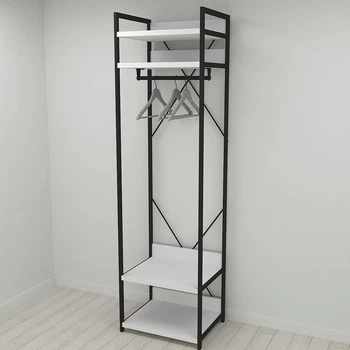 Шафа Гардероб Уні секція 2 серії Конект Ferrum-decor 220x60x50см Чорний метал ДСП Білий 32 мм (FRD-104535)