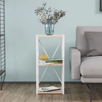 Этажерка 3/34 Ferrum-decor Серии Конект 73x34x28 белый ДСП Дуб Сан-Марино 16мм (FRD-104296)