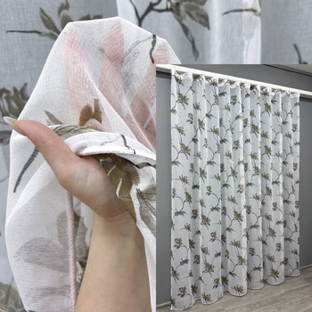 Тюль VR-Textil 1906т Flora Батист Белый с хаки 300х270 см (40-238)