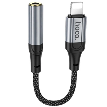 Перехідник Hoco LS36A адаптер Lightning to AUX (3.5mm) 0.12m для телефона для мобільних пристроїв IP, iPhone, iPad/iPod Чорний