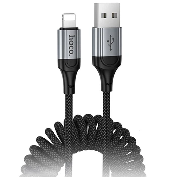 Кабель зарядки Hoco X121 Nuevo Пружина (2.4А) (1.5M) USB to Lightning для iOS пристроїв iPhone Чорний