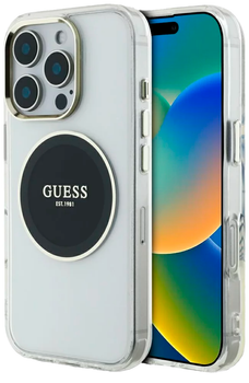 Панель Guess IML Metal Colored Circle Classic Logo MagSafe для Apple iPhone 16 Pro Transparent/Black (3666339428440)
