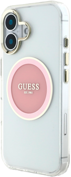 Панель Guess IML Metal Colored Circle Classic Logo MagSafe для Apple iPhone 16 Transparent/Pink (3666339428570)