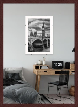 Фоторамка пластиковая 30х42 багет: AM1513-1118-1 Темное дерево (с глянцевым прозрачным пластиком 0.8мм, двп) EmojiFrame