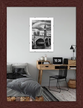 Фоторамка пластиковая 15х20 багет: AM1513-1118-1 Темное дерево (с антибликовым стеклом 2мм, двп) EmojiFrame