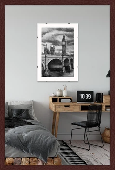 Фоторамка пластиковая 30х45 багет: AM1513-1118-1 Темное дерево (с акриловым стеклом 1.5мм, двп) EmojiFrame
