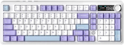 Клавіатура бездротова Ajazz AK980 Gift Switch V2 Wireless/USB White-Purple (AK980-V2-G-PWB)