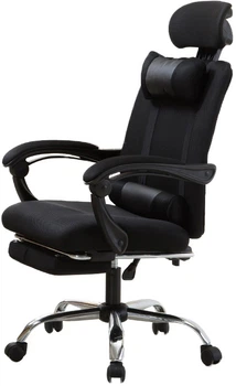 Fotel Magboss 56939 obrotowy z podnóżkiem i zagłówkiem Czarny (5902734872715)