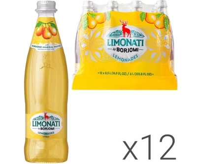 Упаковка соковмісного газованого напою Груша Borjomi Limonati скло 12 шт. х 0,5 л