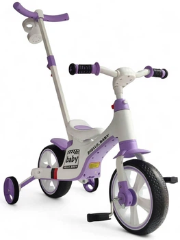 Дитячий велосипед-біговел SP-Sport Hello Baby 3-в-1 із батьківською ручкою, підсвіткою та музикою, фіолетовий