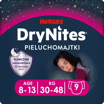 Pieluchomajtki Huggies DryNites dla dziewczynek 8-15 lat 9 szt. (5029053527604)