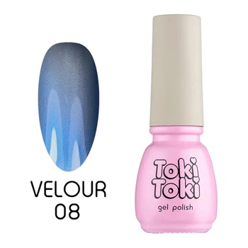 Гель-лак котяче око Toki-Toki Velour 08 синій, 5 мл