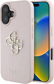 Панель Guess Grained Big 4G & Classic Logo для Apple iPhone 16 Pink (3666339424824)