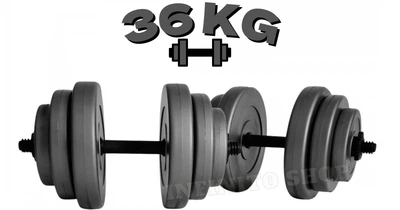 Гантели композитные наборные 36 кг (2×18 кг) WCG Grey Edition, пластиковый гриф Ø30 мм (антиударные диски)