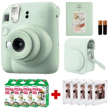 Instax Mini 12 “Winter Gift Box 2025” Mint Green (Мʼятний) / Камера + Чохол + Альбом 64 фото + 40 фото + Магнітні рамки 5 шт