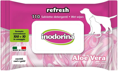 Вологі серветки для собак і котів Inodorina Refresh Aloe vera з алое вера 110 шт (230.0120.005)