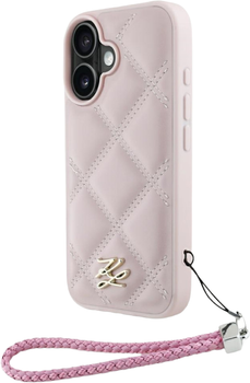 Панель Karl Lagerfeld Quilted Initial Logo & Chain Strap для Apple iPhone 16 Pink (3666339401061)