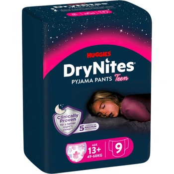 Подгузники Huggies DryNites для дівчаток 13+ років, 9 шт (5029053583679) (7776)