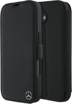 Чехол-книжка Mercedes Leather Wood Imitation для Apple iPhone 16 Black (MEBKP16S23RBGVK)