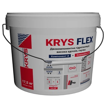 Эластичная двухкомпонентная гидроизоляция KRYS FLEX серый 17,5 кг