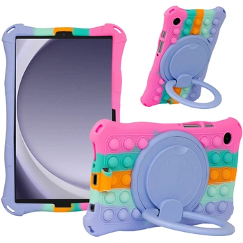 Детский силиконовый чехол Pop It с ручкой - подставкой на Samsung Galaxy Tab A9 8.7" SM-X110 SM-X115 Фиолетовый