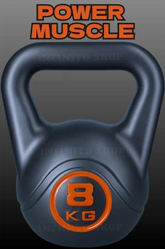 Гиря виниловая для фитнеса и силовых тренировок Power Muscle 8 кг (серо-оранжевая)