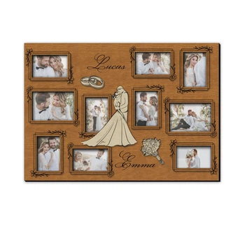 Фоторамка-колаж The Frame Depot весільна з іменами молодят на 10 фото Світло-коричневий (wedding_collage)