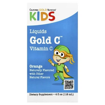 Жидкий витамин С для детей California Gold Nutrition Kids Gold C Liquid, 118 мл для поддержки иммунитета - Апельсин
