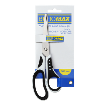 Ножницы BuroMax 16.4 см с резиновыми вставками черно-белые (BM.4541)